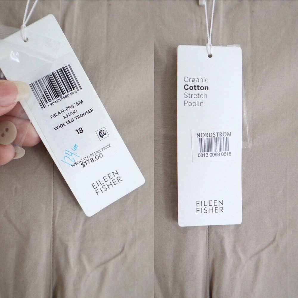 Eileen Fisher Light Taupe Cropped Wide-Leg Pants NWT - Picture 2 of 12